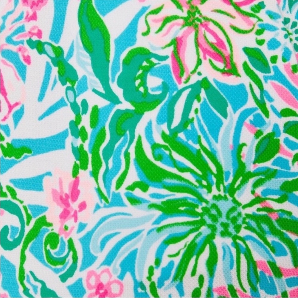 Lilly Pulitzer Knit Buttercup Shorts Amalfi Blue Leaf it Wild - Picture 2 of 7